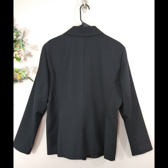 Ann Klein Black Pinstripe Blazer Size 14 - Picture 3 of 6